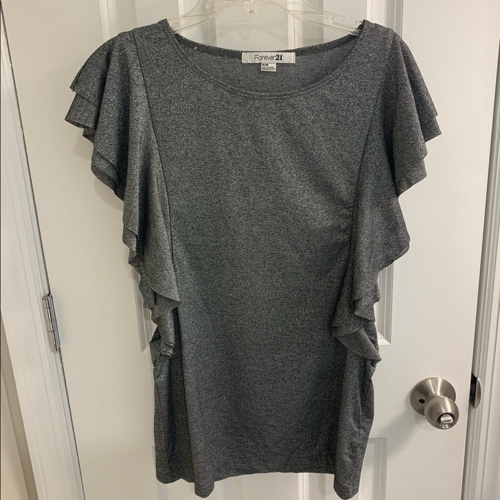 Gray shimmery top